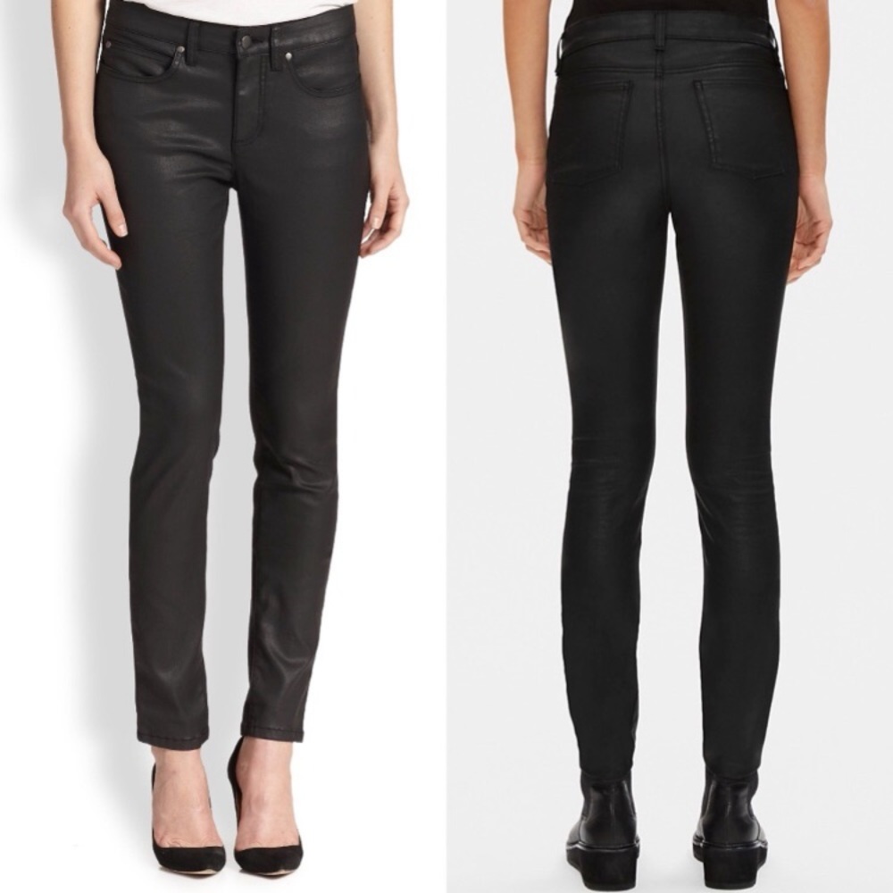 Eileen Fisher Organic Stretch Faux Leather Skinny Jeans Color: Black Size: 8